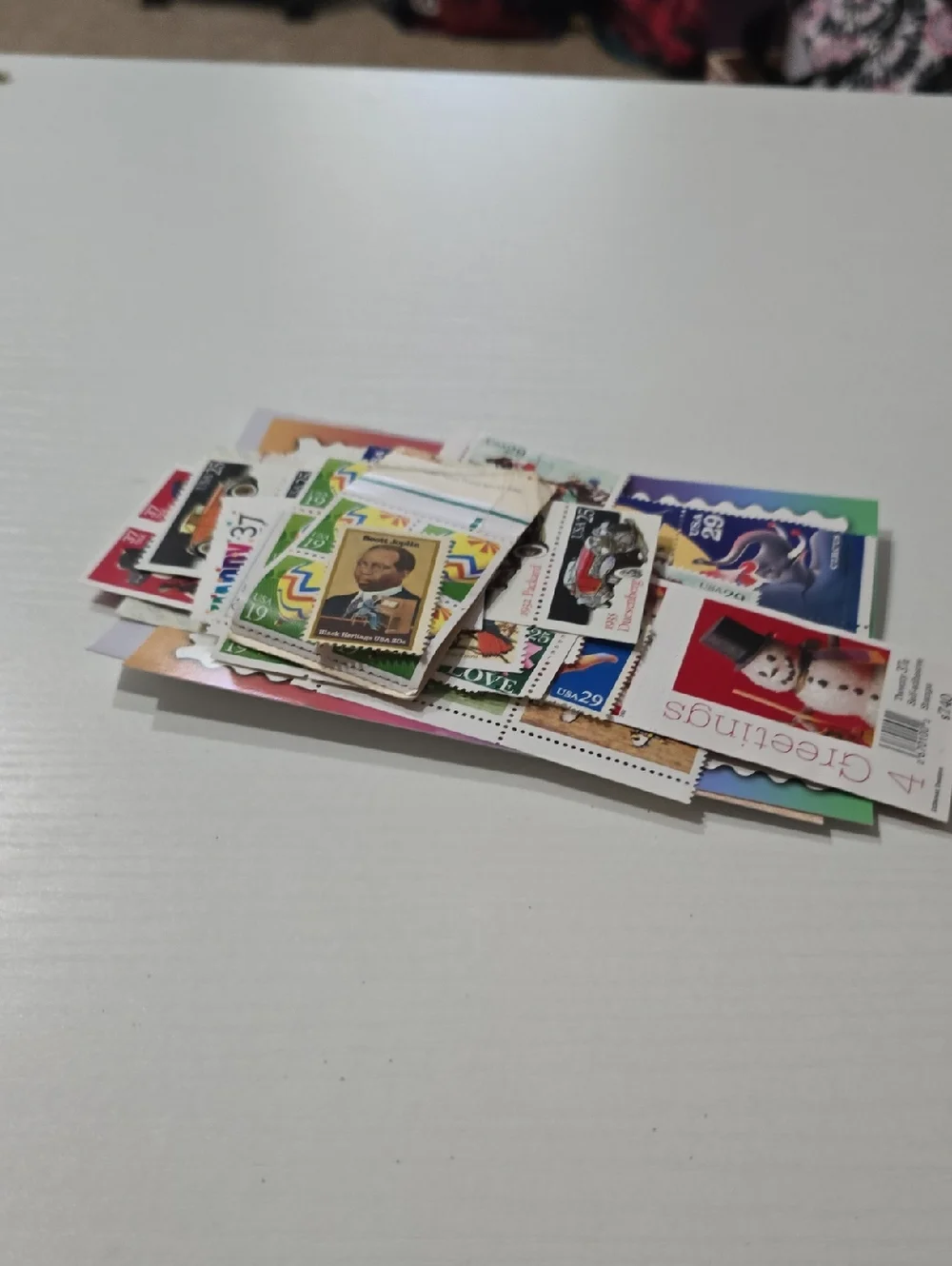 Mystery Lot Of Old Stamps, Mostly 90s Including 2 Post Cards.